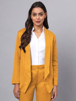 BRINNS - Womens Mustard Open Front Shawl Collar Formal Blazer