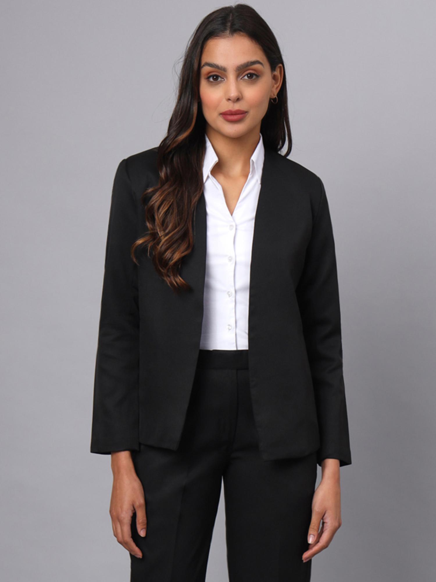 brinns Womens Black Open Front Formal Blazer-picture-12