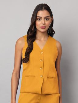 BRINNS - Womens Mustard V-Neck Formal Waistcoat