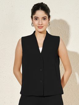 BRINNS - Womens Black V-Neck Formal Waistcoat