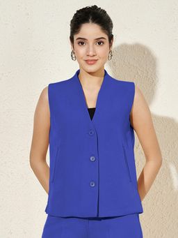 BRINNS - Womens Blue V-Neck Formal Waistcoat