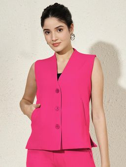 BRINNS - Womens Pink V-Neck Formal Waistcoat