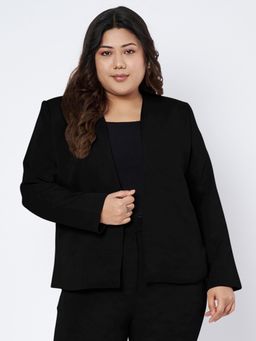 BRINNS - Womens Black Plus Size Open Front Formal Blazer