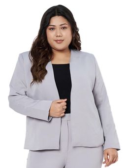 BRINNS - Womens Grey Plus Size Open Front Formal Blazer