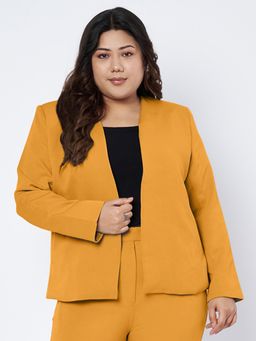 BRINNS - Womens Mustard Plus Size Open Front Formal Blazer