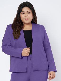 BRINNS - Womens Navy Blue Plus Size Open Front Formal Blazer