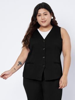 BRINNS - Womens Black V-Neck Formal Waistcoat