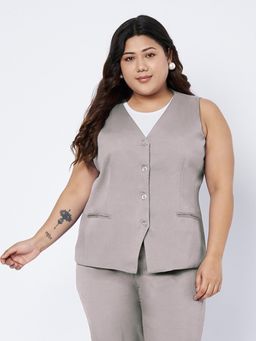 BRINNS - Womens Grey V-Neck Formal Waistcoat