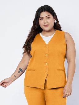 BRINNS - Womens Mustard V-Neck Formal Waistcoat