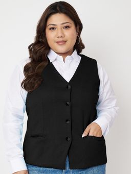 BRINNS - Womens Black V-Neck Formal Waistcoat