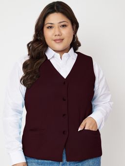 BRINNS - Womens Burgundy V-Neck Formal Waistcoat