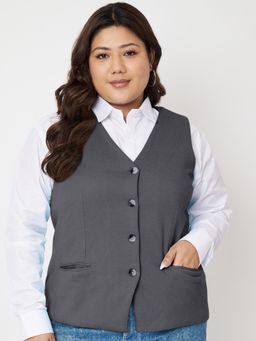 BRINNS - Womens Charcoal V-Neck Formal Waistcoat
