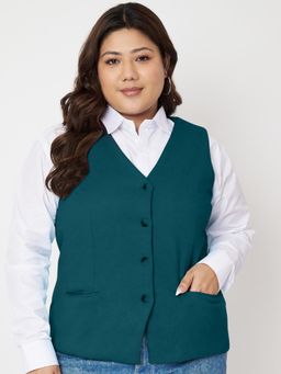 BRINNS - Womens Teal V-Neck Formal Waistcoat