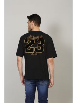 Selfusion - Black Oversized Chicago 23 Bold Varsity Print T-Shirt
