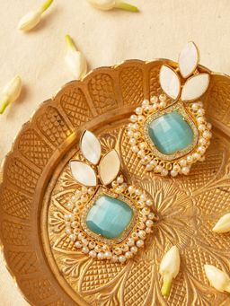Azai by Nykaa Fashion - Blue Stone Earrings with a Touch of Pearls