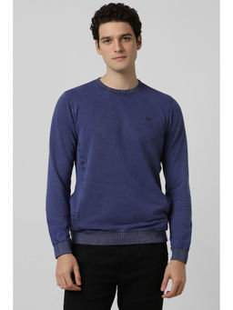 Peter England - Men Blue Typography Crew Neck Sweatshirt
