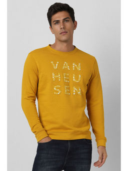 Van Heusen - Men Yellow Graphic Print Crew Neck Sweatshirt