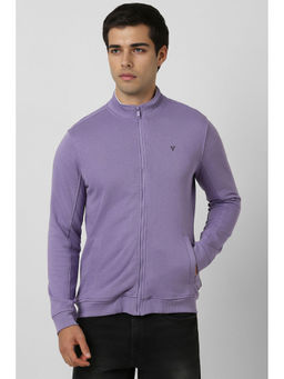Van Heusen - Men Lilac Solid High Neck Sweatshirt