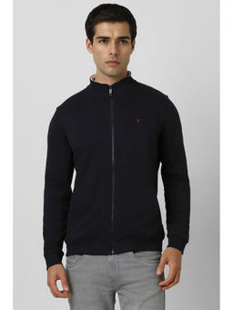 Van Heusen - Men Black Solid High Neck Sweatshirt