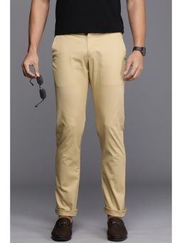 Allen Solly - Men Beige Slim Fit Textured Casual Trousers
