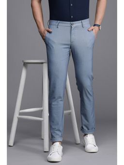 Allen Solly - Men Blue Slim Fit Textured Casual Trousers