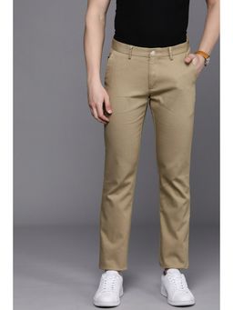 Allen Solly - Men Khaki Slim Fit Textured Casual Trousers