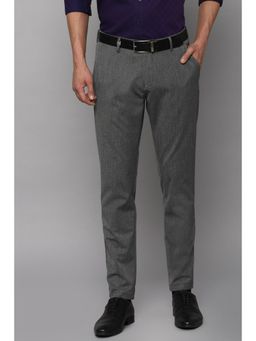 Louis Philippe - Men Grey Slim Fit Textured Flat Front Formal Trousers