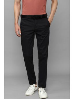 Louis Philippe - Men Black Regular Fit Textured Flat Front Casual Trousers