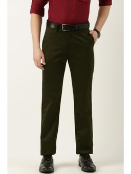 Peter England - Men Green Solid Regular Fit Casual Trousers
