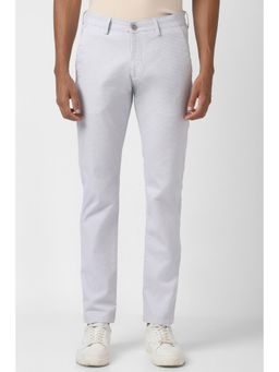 Peter England - Men Grey Check Super Slim Fit Casual Trousers