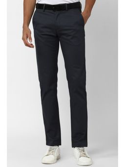 Peter England - Men Navy Solid Super Slim Fit Casual Trousers
