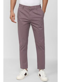 Peter England - Men Purple Solid Regular Fit Casual Trousers