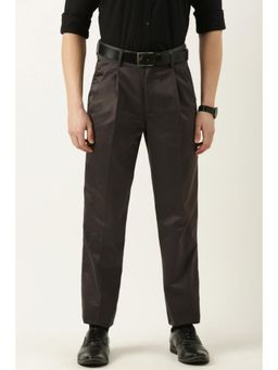 Peter England - Men Brown Solid Regular Fit Formal Trousers