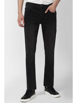 Peter England - Men Black Dark Wash Slim Tapered Jeans
