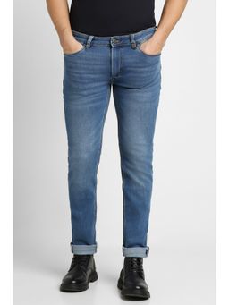 Peter England - Men Blue Mid Wash Slim Tapered Jeans