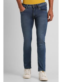 Peter England - Men Navy Mid Wash Low Skinny Fit Jeans