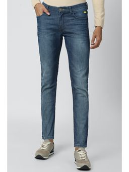 Peter England - Men Blue Mid Wash Slim Tapered Jeans