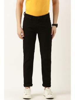 Peter England - Men Black Dark Wash Classic Tapered Jeans
