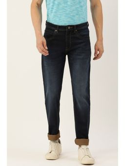 Peter England - Men Navy Dark Wash Classic Tapered Jeans