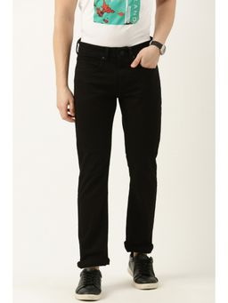 Peter England - Men Black Dark Wash Regular Fit Jeans