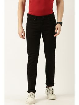 Peter England - Men Black Dark Wash Low Skinny Fit Jeans