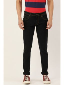 Peter England - Men Black Dark Wash Low Skinny Fit Jeans
