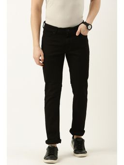 Peter England - Men Black Dark Wash Slim Tapered Jeans