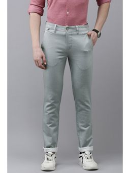Van Heusen - Men Grey Textured Slim Fit Trousers