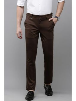 Van Heusen - Men Brown Solid Skinny Fit Trousers