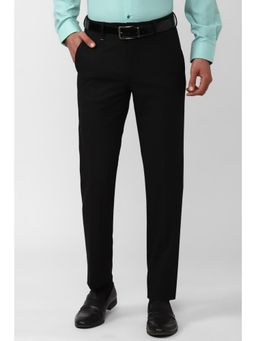 Van Heusen - Men Black Solid Slim Fit Trousers