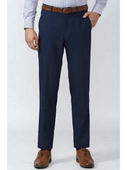 Van Heusen - Men Navy Textured Regular Fit Trousers