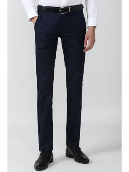 Van Heusen - Men Navy Checks Slim Fit Trousers
