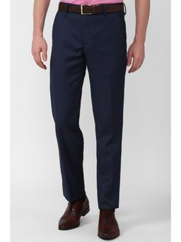 Van Heusen - Men Navy Textured Slim Fit Trousers