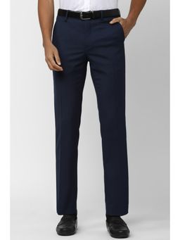 Van Heusen - Men Navy Textured Slim Fit Trousers